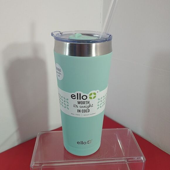 Ello Beacon Vacuum Insulated Stainless Steel Tumbler w/ Slider Lid & Straw Yucca - Picture 1 of 8